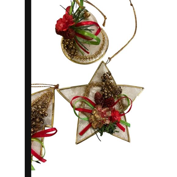 Set of 6 capiz shell vintage ornaments - Picture 5 of 5